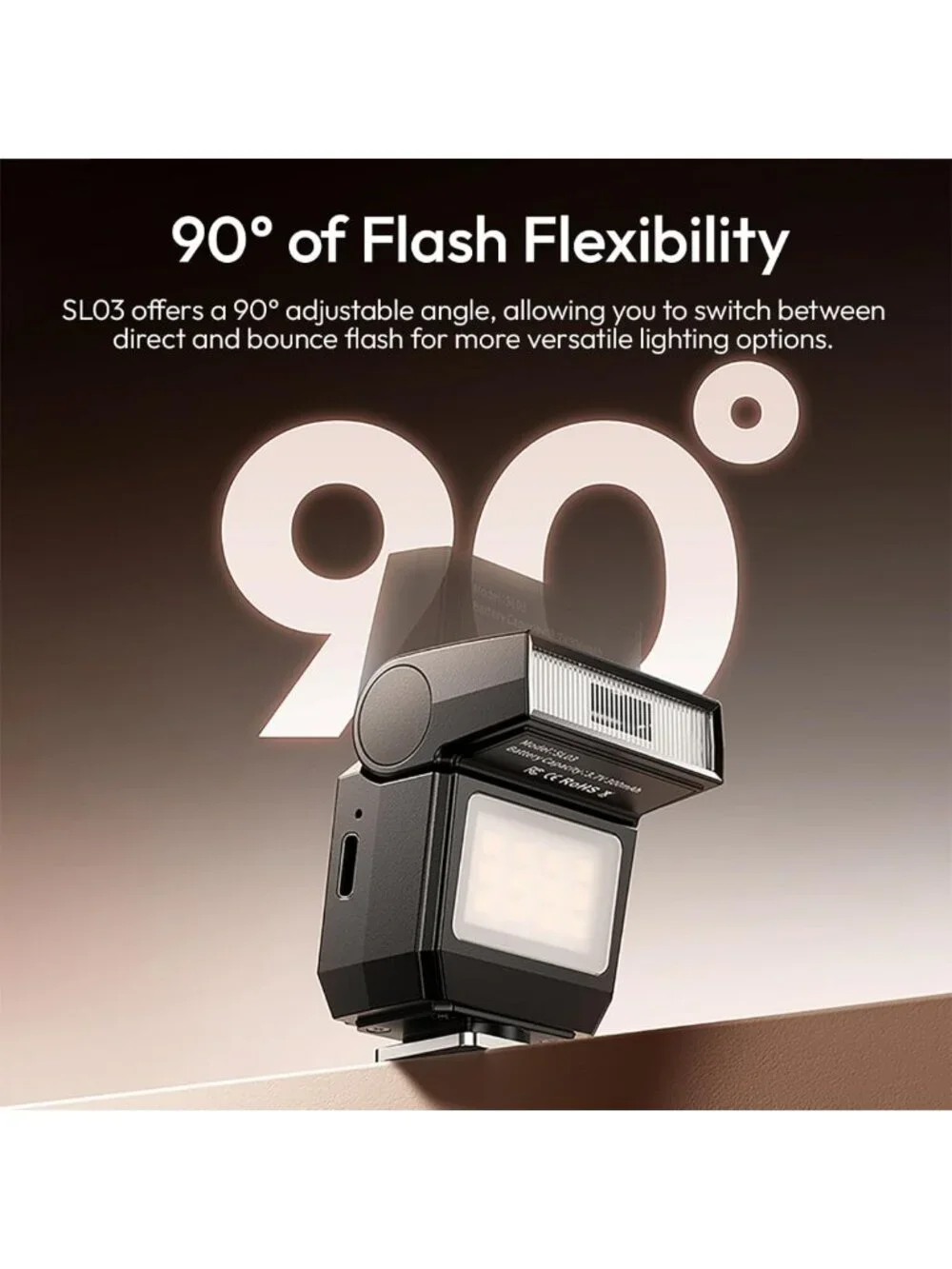 Mini Flash Speedlite & Video Light for DSLR Cameras - GN8, 6500K, Adjustable